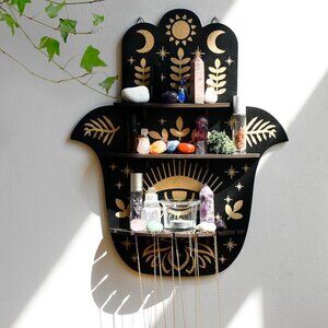 HAMSA Evil Eye Hand Protection Boho Bohemian Buddha Home Decor Wall Shel…